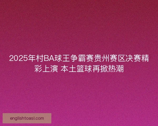 2025年村BA球王争霸赛贵州赛区决赛精彩上演 本土篮球再掀热潮